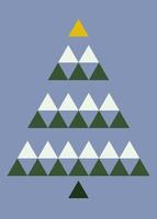 Postcard with abstract Christmas tree. Poster design in flat style. vector