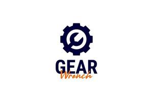 Flat gear with wrench logo design vector template illustration