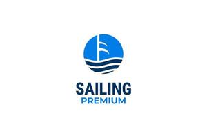 Sailing icon with sea logo design vector template illustration idea