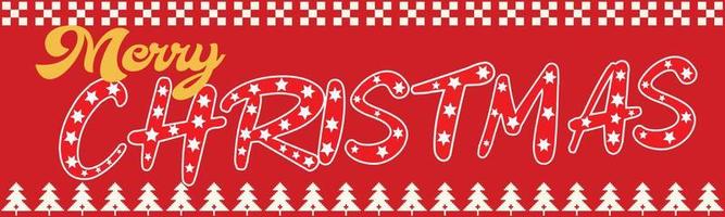 Merry Christmas horizontal web banner with Christmas Tree and Geomatric Shape on Red background, Chrismas greeting banner, headers, posters, cards, website. Web banner, Vector illustration.