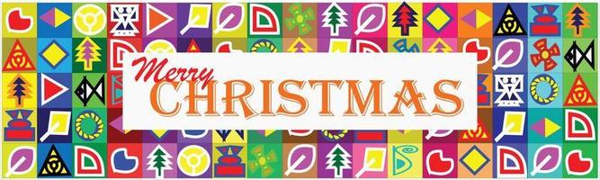 Merry Christmas horizontal web banner with Christmas Tree and Geometric Shape on Deep Blue background, Chrismas greeting banner, headers, posters, cards, website. Web banner, Vector illustration.