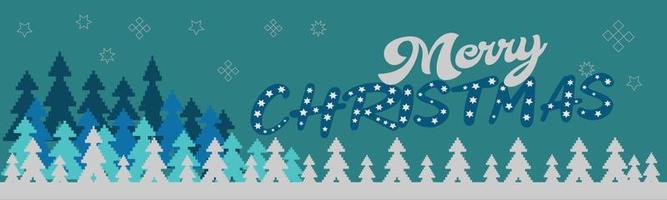 Merry Christmas horizontal web banner with Christmas Tree and snowflakes on Deep Light color background, Chrismas greeting banner, headers, posters, cards, website. Web banner, Vector illustration.