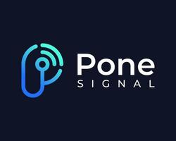 Letter P Signal Wireless Connection Technology Sound Audio Broadcast Vibration Vector Logo Design