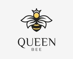 Honey Bee Insect Wing Fly Buzz Bees Crown Queen King Princess Mascot Cartoon Vector Logo Design