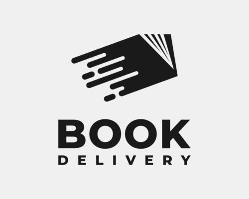 Book Library Literature Bookstore Dictionary Journal Delivery Motion Fast Dynamic Vector Logo Design