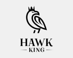 Hawk Eagle Falcon Bird Predator Portrait Majestic King Crown Monarch Mascot Flat Vector Logo Design