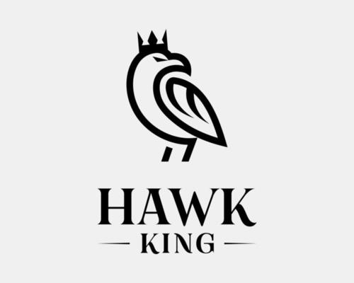 Hawk Eagle Falcon Bird Predator Portrait Majestic King Crown Monarch Mascot Flat Vector Logo Design
