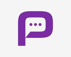 Letter P Talk Speak Chat Bubble Message Communicate Speech Conversation Dialog Vector Logo Design