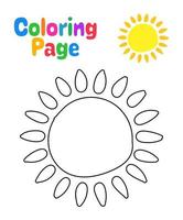 página para colorear con sol para niños vector