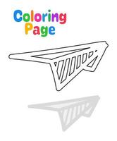 página para colorear con avión de papel para niños vector