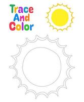 Sun tracing worksheet for kids vector