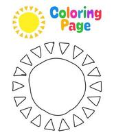 página para colorear con sol para niños vector