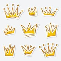 Set of doodle Crown sketch, hand drawn style vector