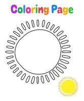 página para colorear con sol para niños vector