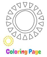 página para colorear con sol para niños vector