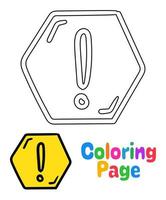 Coloring page with Attention sign for kids vector