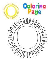 Coloring page with Sun for kids vector