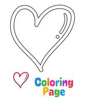 página para colorear con corazón para niños vector