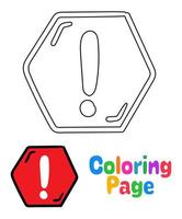Coloring page with Attention sign for kids vector