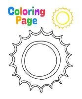 página para colorear con sol para niños vector