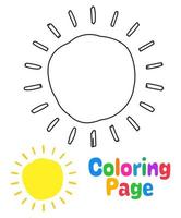 página para colorear con sol para niños vector