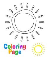 Coloring page with Sun for kids vector