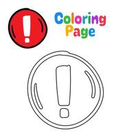 Coloring page with Attention sign for kids vector