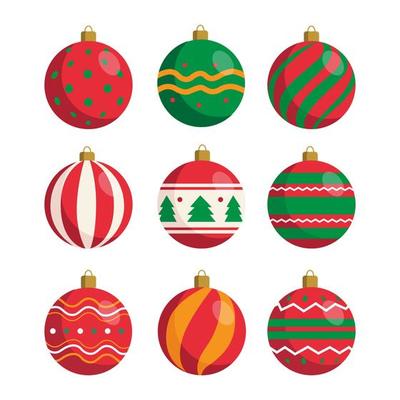 Christmas ball ornaments design collection vector illustration
