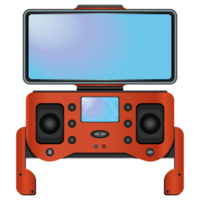 Drone remote controller in realistic style. Quadcopter with camera. Colorful PNG illustration.