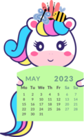 Unicorn with calendar month May. png