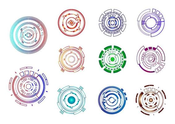 Christmas season icon set tech circle signal interface futuristic technology abstract background vector illustration