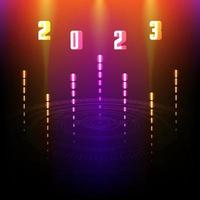 Happy new year 2023 glowing modern technology communication internet online abstract background vector illustration