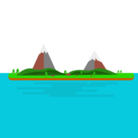 Island landscape on blue sea in flat design. png