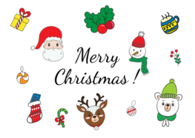 hand drawn cartoon Christmas design elements isolated png