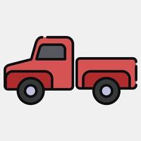 Icon pick up truck. Transportation elements. Icons in filled line style. Good for prints, posters, logo, sign, advertisement, etc. vector