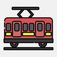 Icon tram. Transportation elements. Icons in filled line style. Good for prints, posters, logo, sign, advertisement, etc. vector