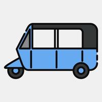 Icon bajaj. Transportation elements. Icons in filled line style. Good for prints, posters, logo, sign, advertisement, etc. vector