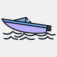 Icon speed boat. Transportation elements. Icons in filled line style. Good for prints, posters, logo, sign, advertisement, etc. vector