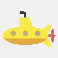 Icon submarine. Transportation elements. Icons in flat style. Good for prints, posters, logo, sign, advertisement, etc. vector