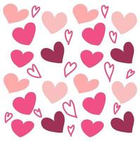 Freehand valentine hearts line pattern vector