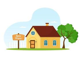 Open House for Inspection Property Welcome to Your New Home Real Estate Service in Flat Cartoon Hand Drawn Templates Illustration vector