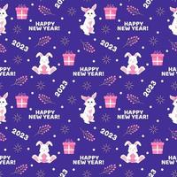 Happy New Year 2023 Seamless Pattern Design with Decoration in Template Hand Drawn Cartoon Flat Illustration vector