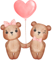 süße zwei teddybären valentine charakter cartoon aquarell png