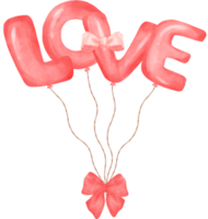linda doce carta de amor corações balão desenho de mão em aquarela png