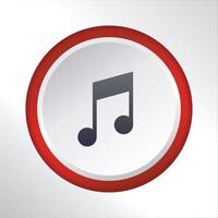 music button flat icon button with red gradient circle vector design