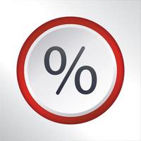 percent button flat icon button with red gradient circle vector design