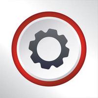 gear flat icon button with red gradient circle vector design