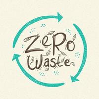 Zero waste logo. Zero waste lifestyle design concept. Doodle eco logo with recycle symbol. Hand drawn vector illustration