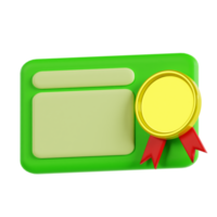 certificate icon 3d rendering png