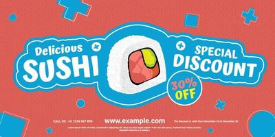 Asian food hand drawn sushi sale discount banner vector